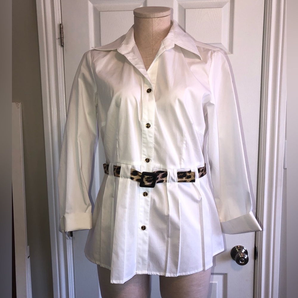 Cleo button down shirt with leopard print belt